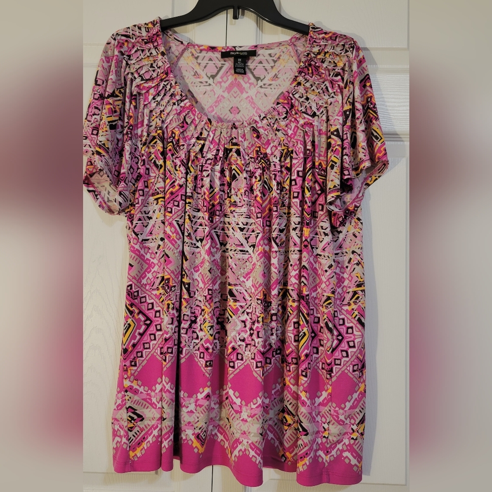 Style & Co. Pink Geometric Blouse